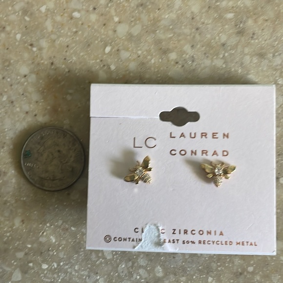LC Lauren Conrad bee w/ cubic zirconia post earrings - Picture 4 of 4